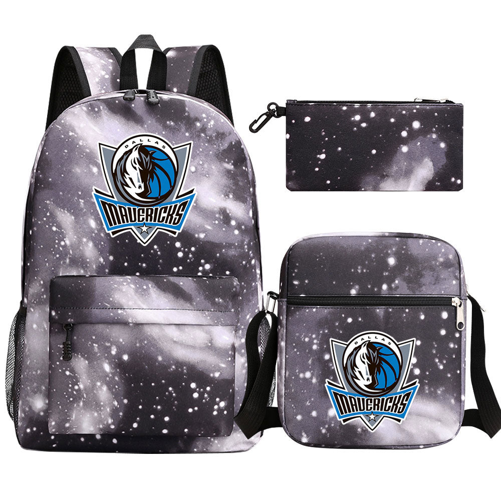 Dallas Mavericks Schoolbag Backpack Shoulder Bag Pencil Bag 3pcs set for Kids Students