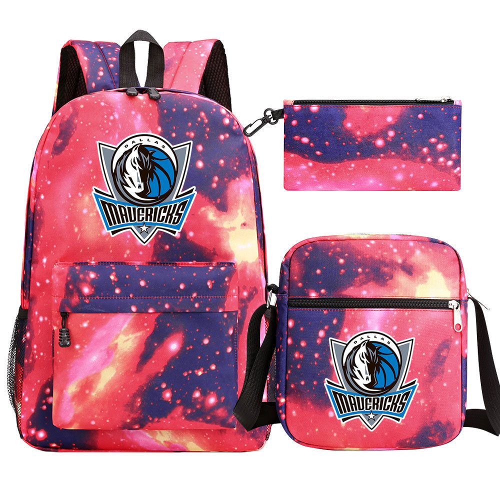 Dallas Mavericks Schoolbag Backpack Shoulder Bag Pencil Bag 3pcs set for Kids Students