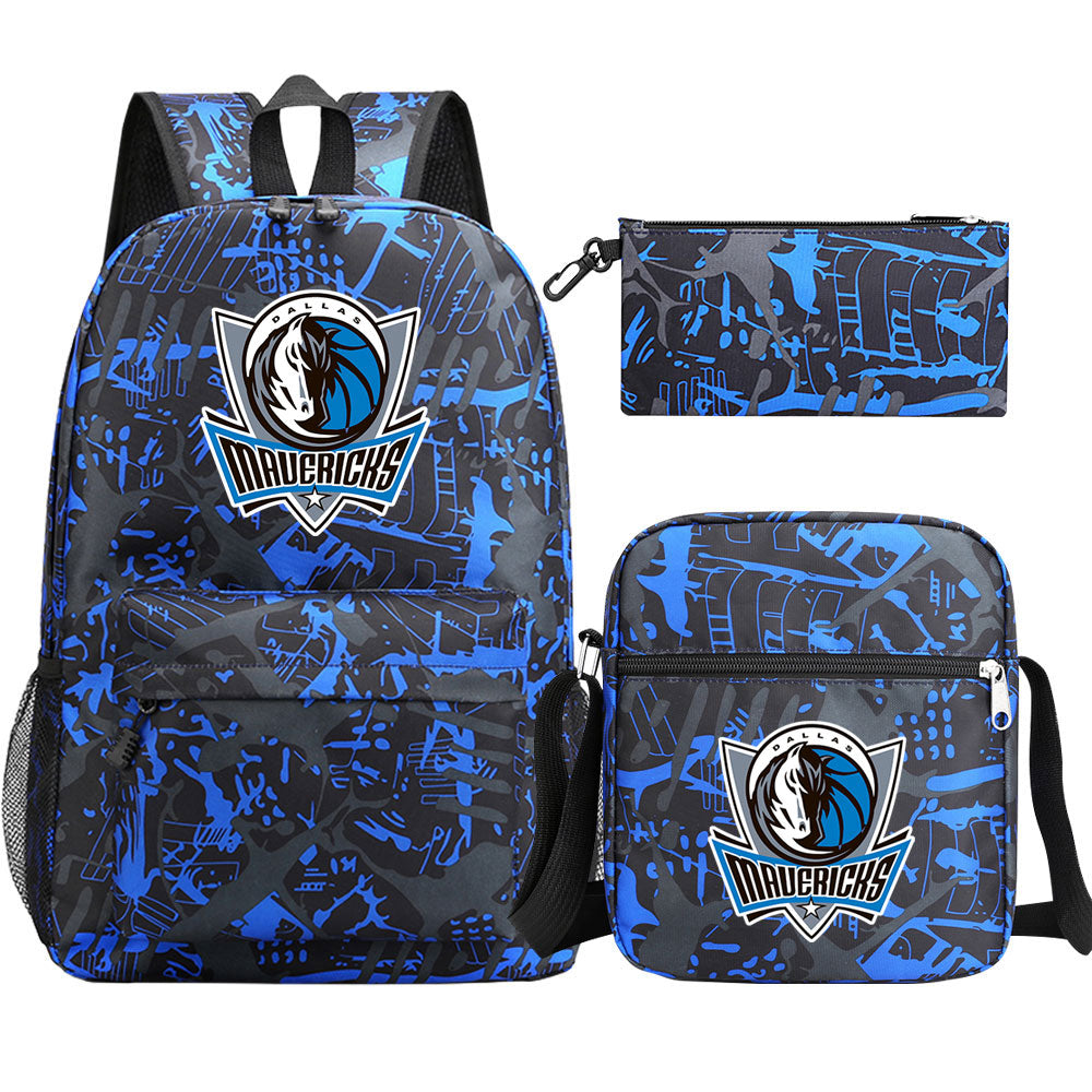 Dallas Mavericks Schoolbag Backpack Shoulder Bag Pencil Bag 3pcs set for Kids Students