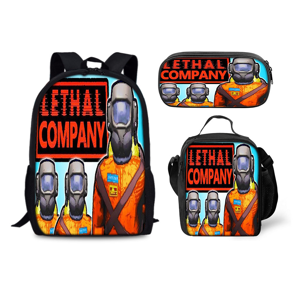 Lethal Company Backpack Schoolbag Lunch Bag Pencil Bag for Kids Students 3PCS