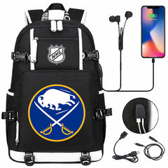 Buffalo Sabres Hockey League USB Charging Backpack School Notebook Travel Bags