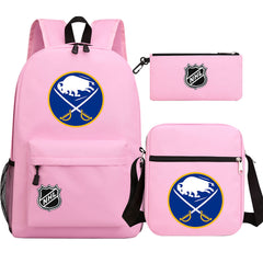 Buffalo Sabres Hockey League Printed Schoolbag Backpack Shoulder Bag Pencil Bag 3pcs set for Kids Students