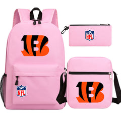 Cincinnati Bengals Football Team Printed Schoolbag Backpack Shoulder Bag Pencil Bag 3pcs set for Kids Students