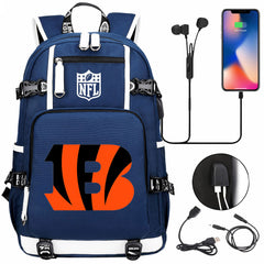 Cincinnati Bengals Football Team USB Charging Backpack School Notebook Travel Bags