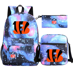 Cincinnati Bengals Football Team Printed Schoolbag Backpack Shoulder Bag Pencil Bag 3pcs set for Kids Students