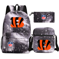 Cincinnati Bengals Football Team Printed Schoolbag Backpack Shoulder Bag Pencil Bag 3pcs set for Kids Students