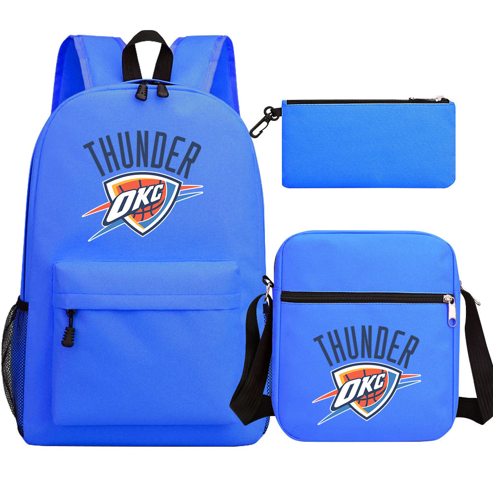 Oklahoma City Thunder Schoolbag Backpack Shoulder Bag Pencil Bag 3pcs set for Kids Students