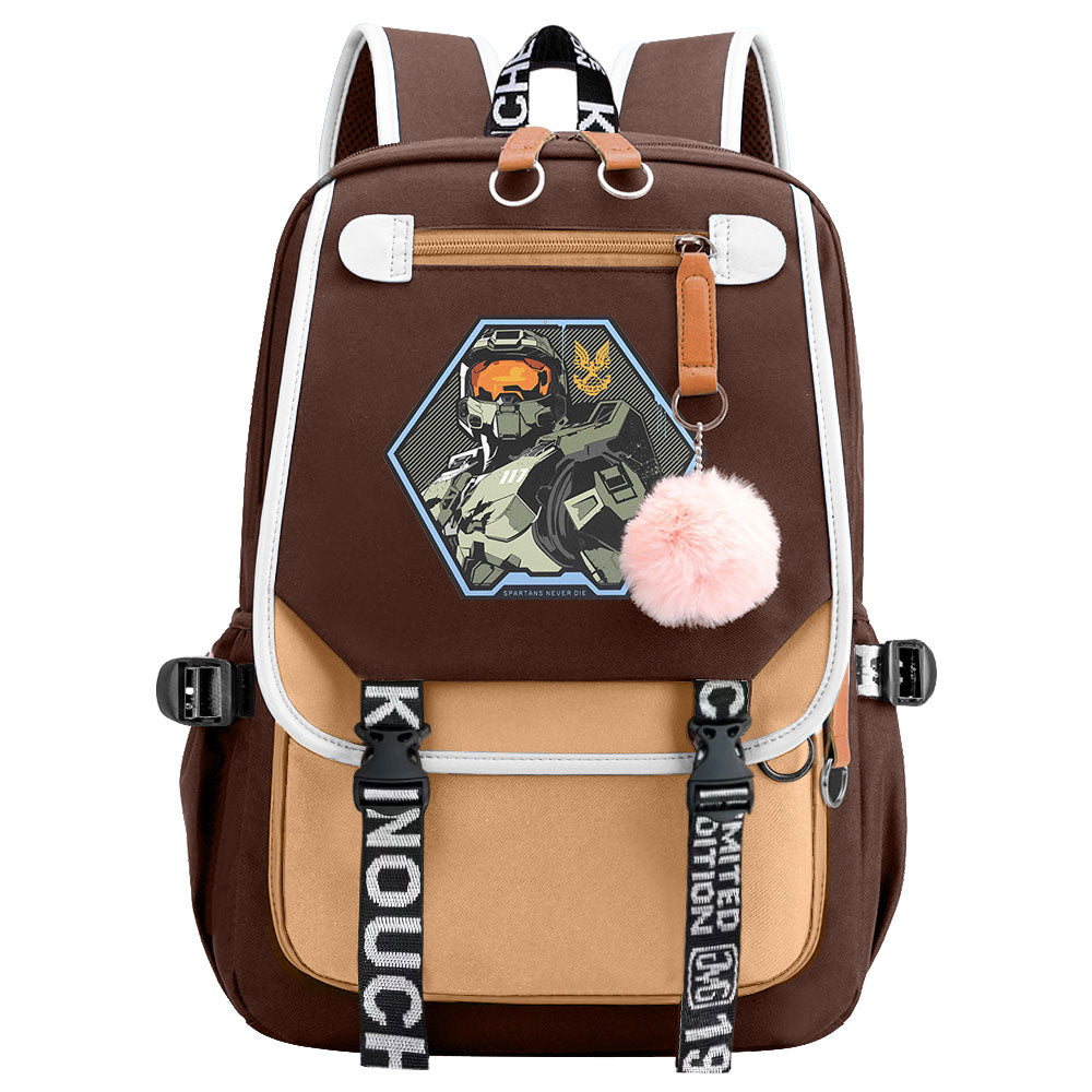 Halo Infinite Waterproof Backpack School Notebook Travel Bag USB Charging