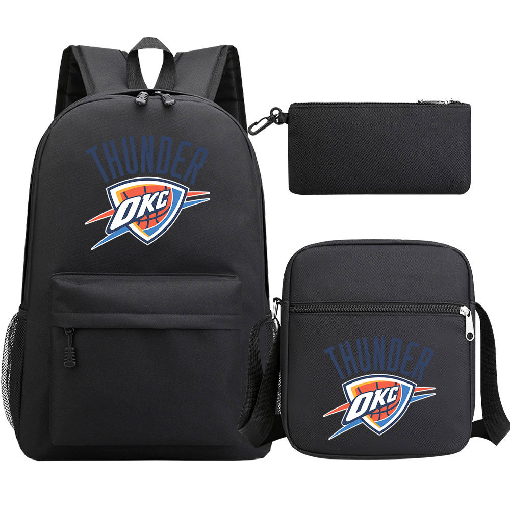 Oklahoma City Thunder Schoolbag Backpack Shoulder Bag Pencil Bag 3pcs set for Kids Students