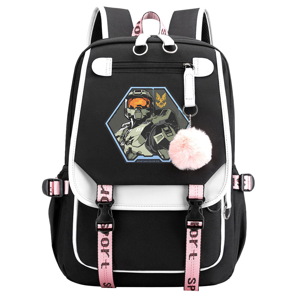 Halo Infinite Waterproof Backpack School Notebook Travel Bag USB Charging