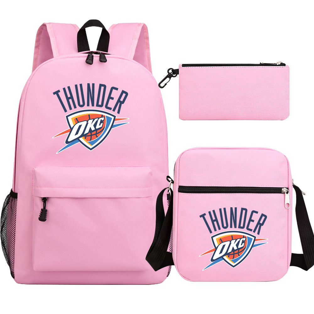Oklahoma City Thunder Schoolbag Backpack Shoulder Bag Pencil Bag 3pcs set for Kids Students