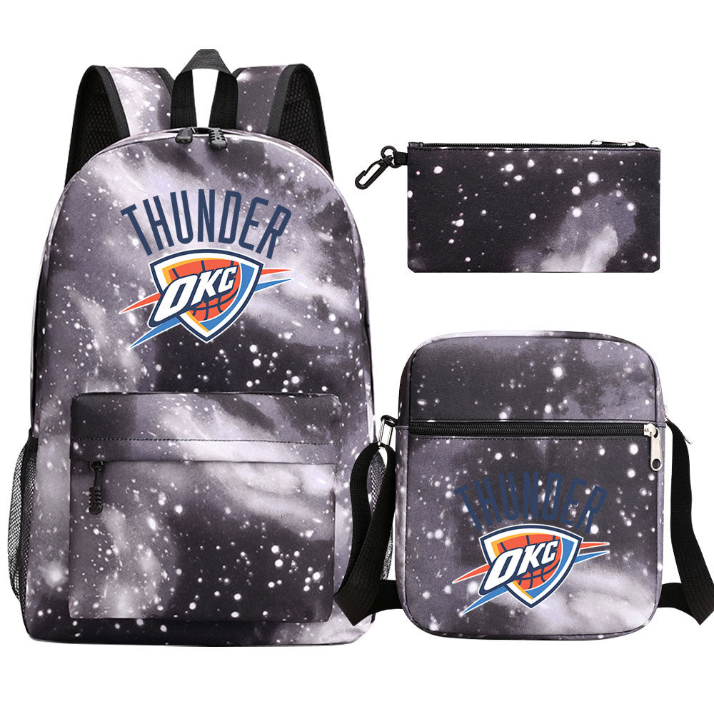 Oklahoma City Thunder Schoolbag Backpack Shoulder Bag Pencil Bag 3pcs set for Kids Students