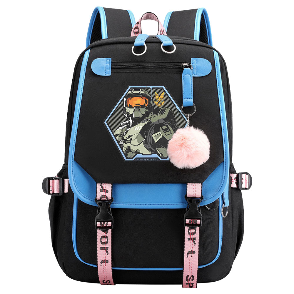 Halo Infinite Waterproof Backpack School Notebook Travel Bag USB Charging