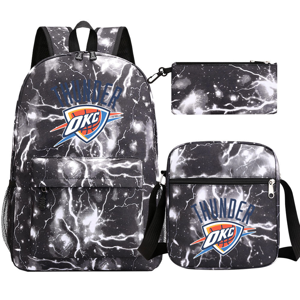 Oklahoma City Thunder Schoolbag Backpack Shoulder Bag Pencil Bag 3pcs set for Kids Students