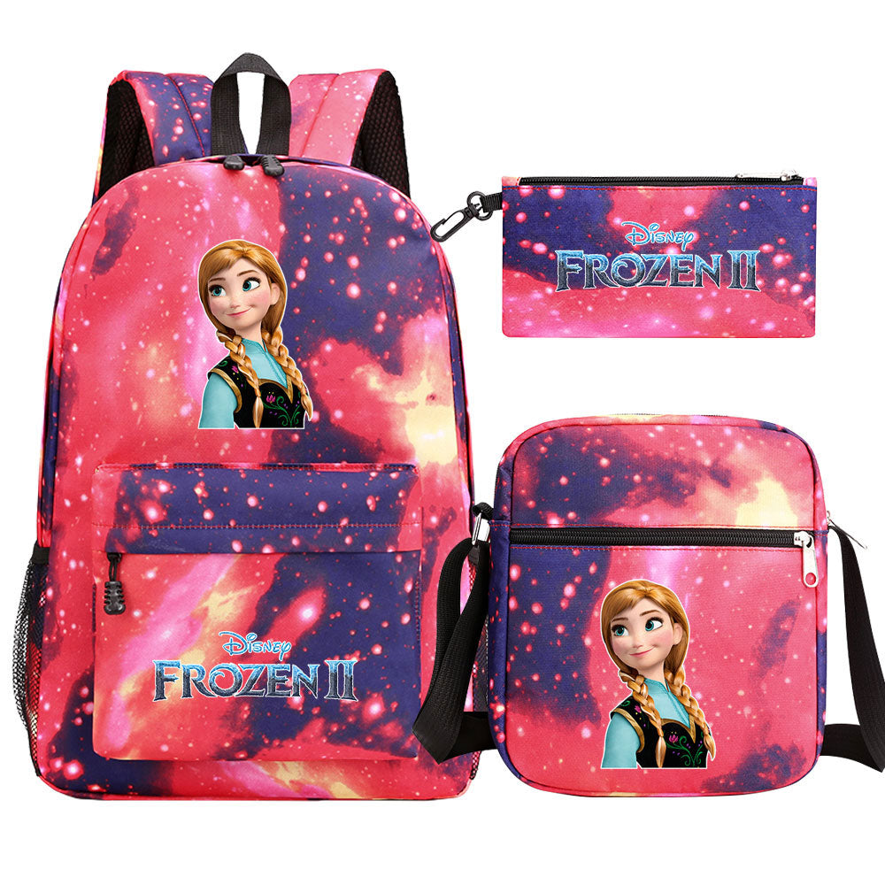 Frozen Elsa Anna Princess  Printed Schoolbag Backpack Shoulder Bag Pencil Bag 3pcs set for Kids Students