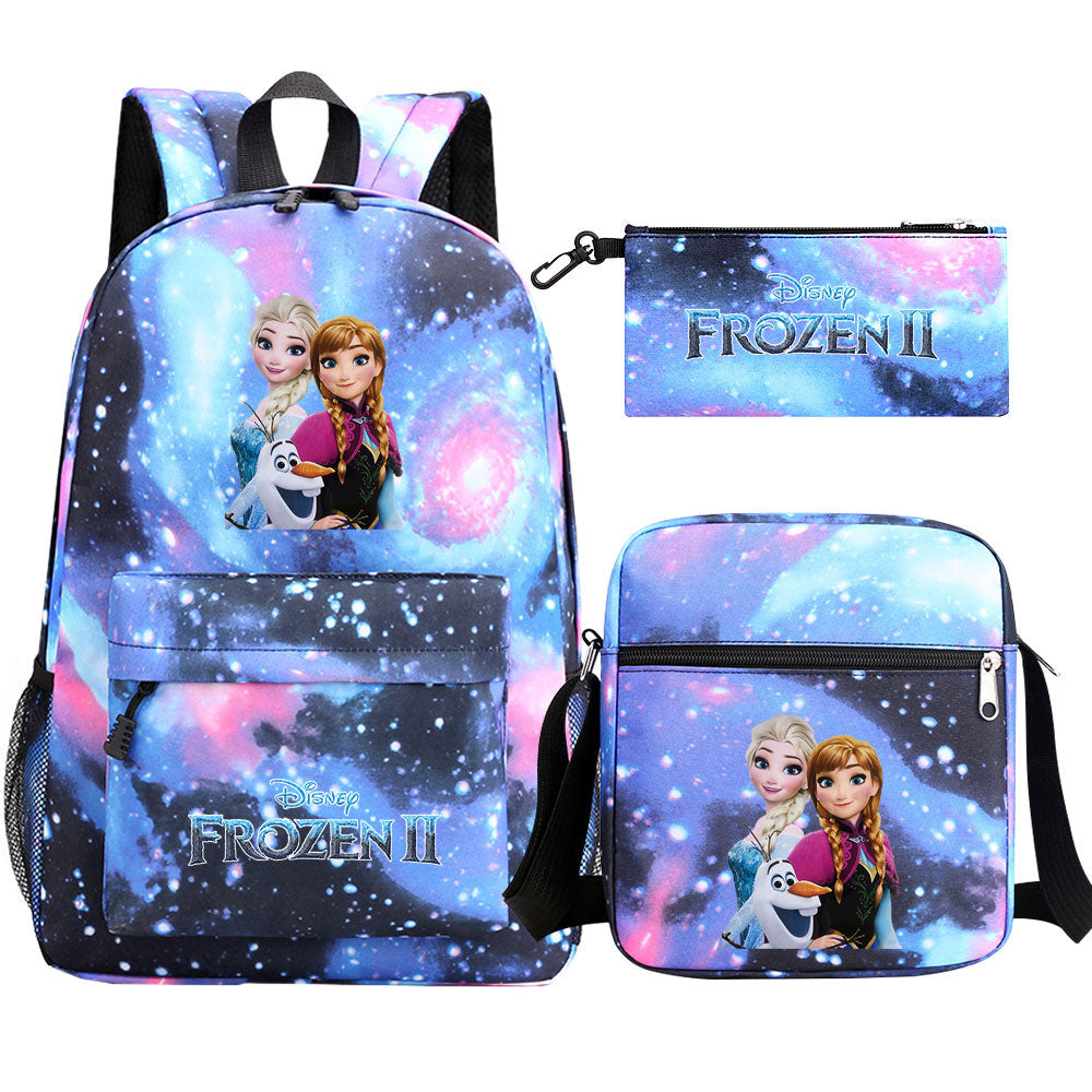 Frozen Elsa Anna Princess  Printed Schoolbag Backpack Shoulder Bag Pencil Bag 3pcs set for Kids Students