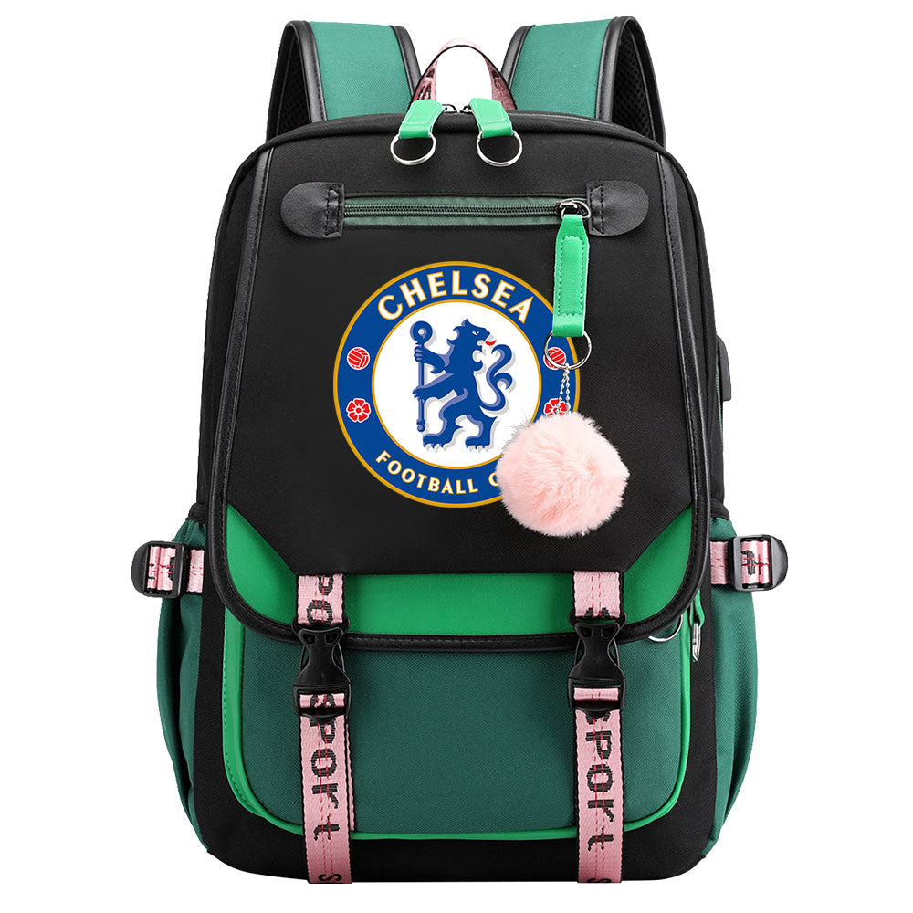Chelsea Football Club Waterproof Backpack School Notebook Travel Bags USB Charging