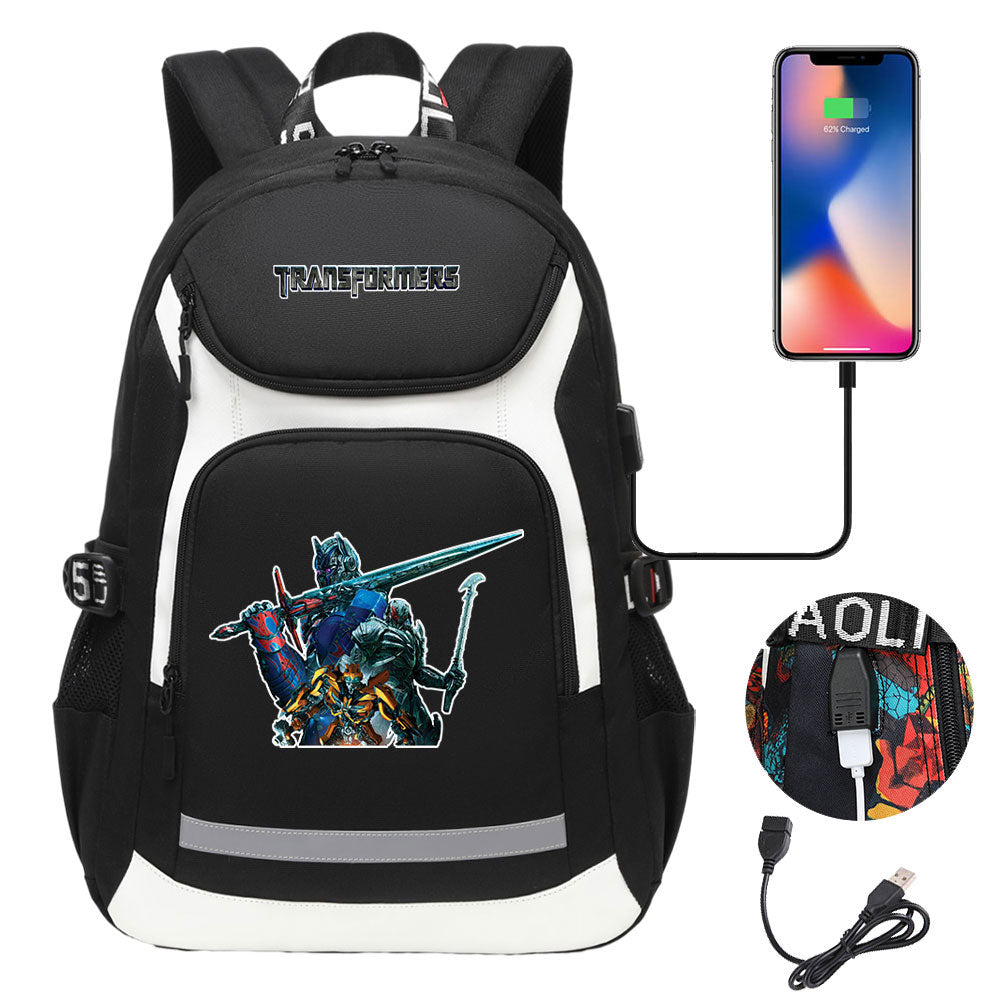 Transformers USB Charging Backpack School Notebook Travel Bags
