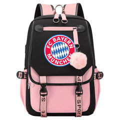 Bayern Munich Football Club Waterproof Backpack School Notebook Travel Bags USB Charging