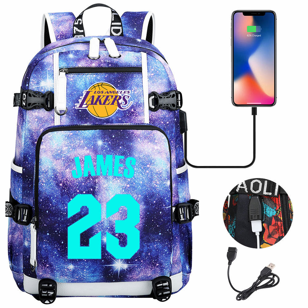 Kobe Black Mamba Curry Bucks USB Charging Backpack School Notebook Travel Bags Basketball Bag