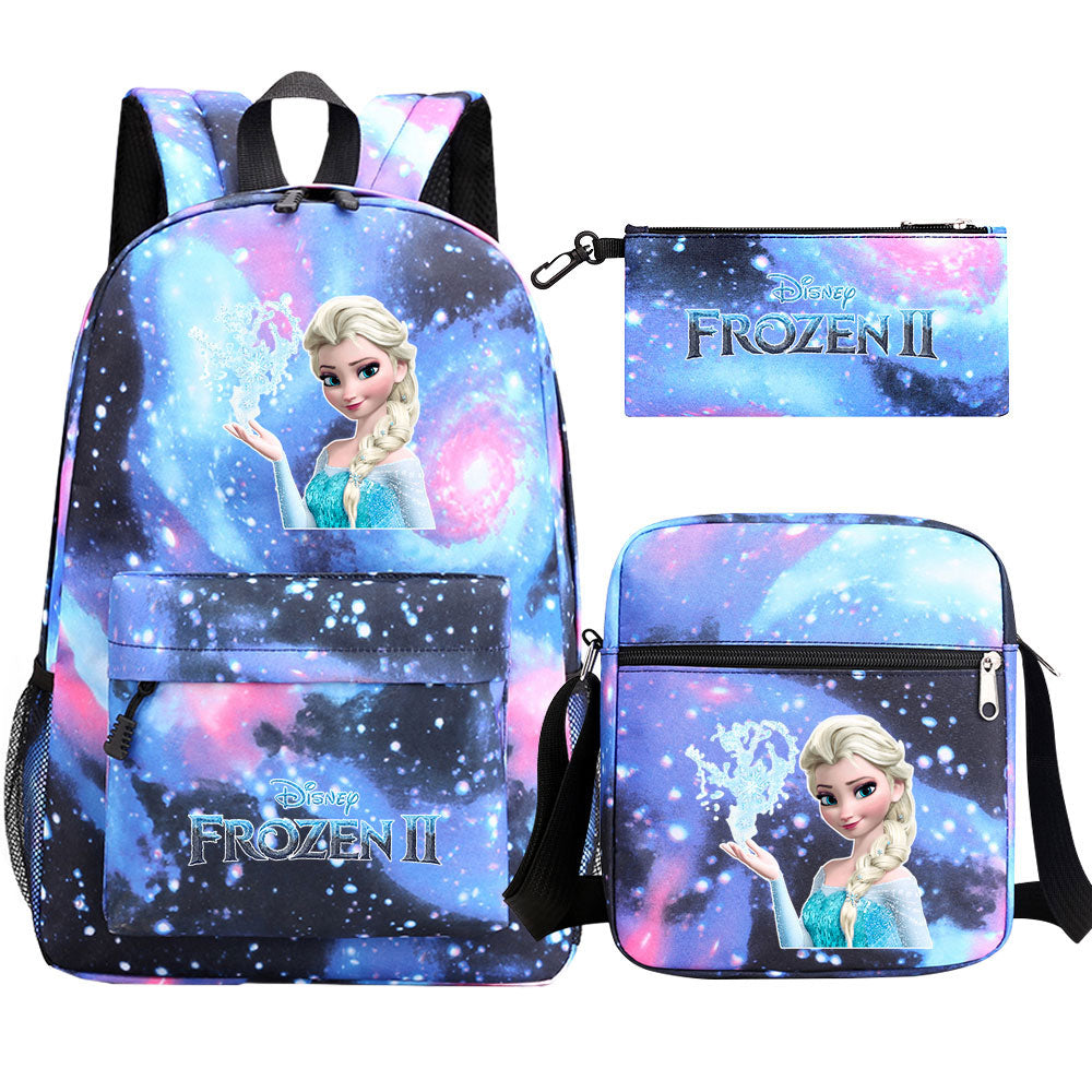 Frozen Elsa Anna Princess  Printed Schoolbag Backpack Shoulder Bag Pencil Bag 3pcs set for Kids Students