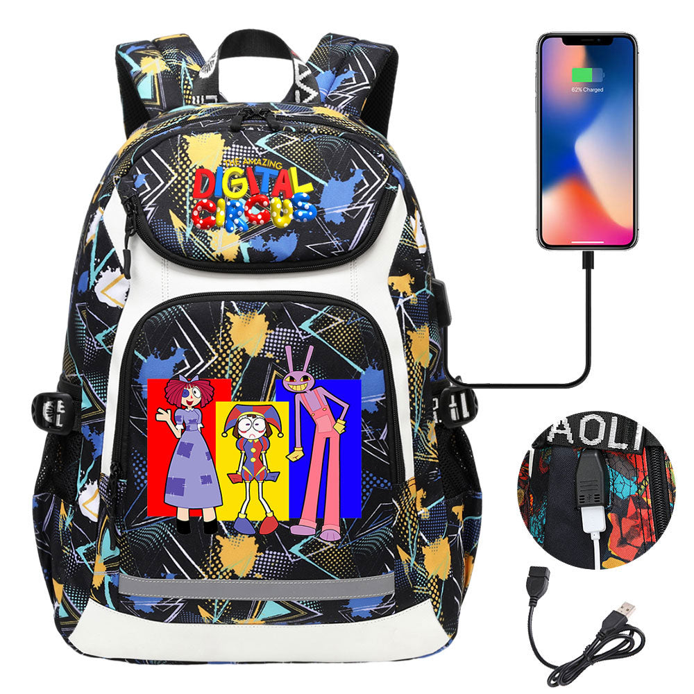 The Amazing Digital Circus USB Charging Backpack School Notebook Travel Bags