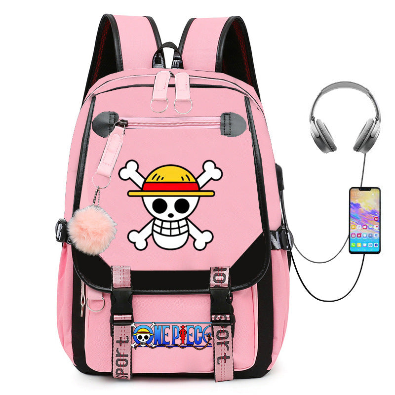 One Piece Waterproof Backpack School Notebook Travel Bags USB Charging