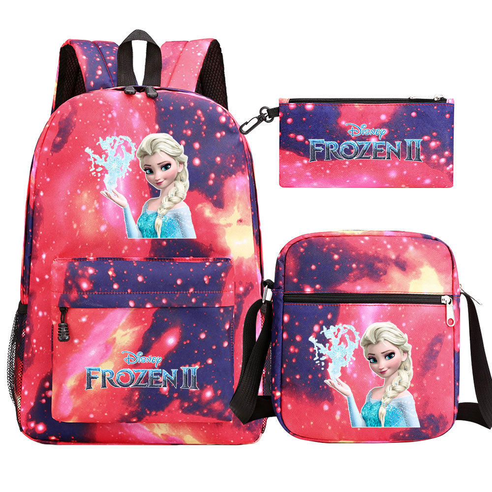 Frozen Elsa Anna Princess  Printed Schoolbag Backpack Shoulder Bag Pencil Bag 3pcs set for Kids Students