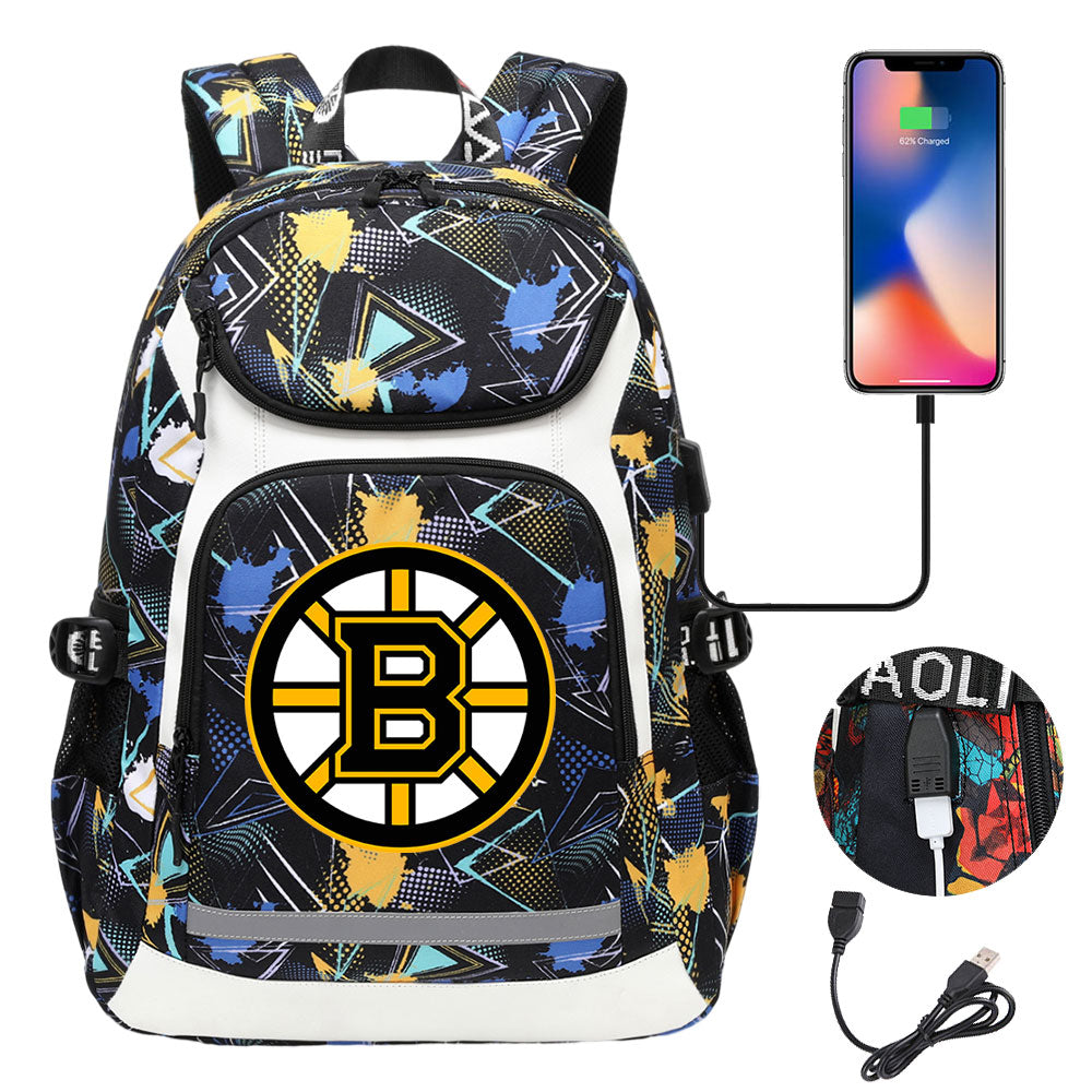 Seattle Kraken Boston Bruins Ottawa Senators Detroit Red Wings Buffalo Sabres USB Charging Backpack School Notebook Travel Bags