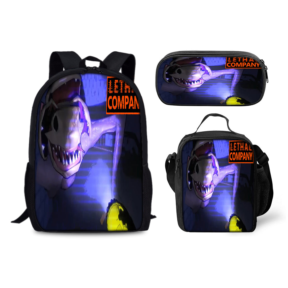 Lethal Company Backpack Schoolbag Lunch Bag Pencil Bag for Kids Students 3PCS