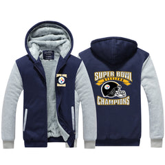 Pittsburgh  Football Steelers Unisex Lined Hoodie Fleece Sweatshirt Full Zipper Hooded Thicken Jacket