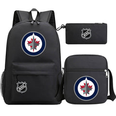 Winnipeg Jets Hockey League Printed Schoolbag Backpack Shoulder Bag Pencil Bag 3pcs set for Kids Students