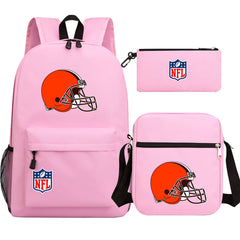 Cleveland Browns Football Team Printed Schoolbag Backpack Shoulder Bag Pencil Bag 3pcs set for Kids Students