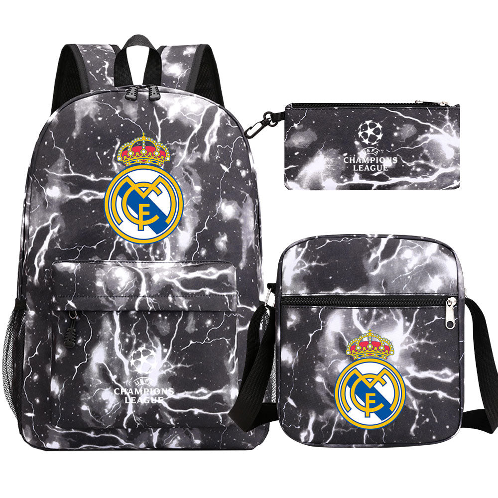 Real Madrid Football Club Schoolbag Backpack Shoulder Bag Pencil Bag 3pcs set for Kids Students
