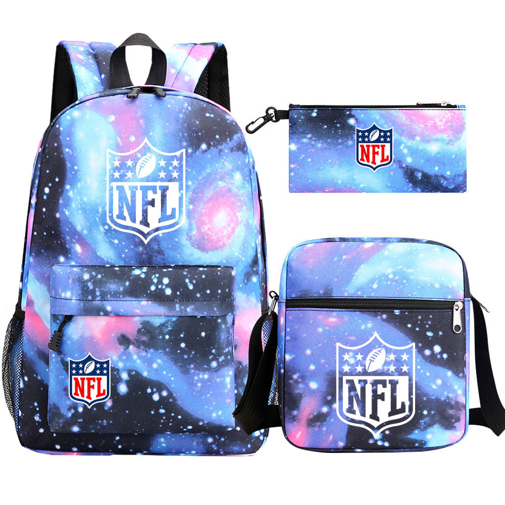 Football Team League Printed Schoolbag Backpack Shoulder Bag Pencil Bag 3pcs set for Kids Students