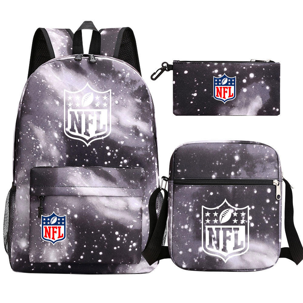 Football Team League Printed Schoolbag Backpack Shoulder Bag Pencil Bag 3pcs set for Kids Students