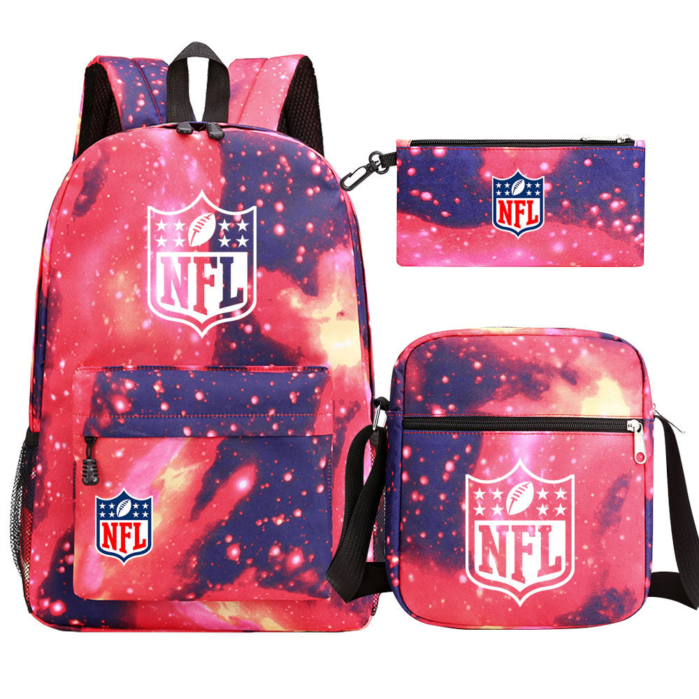 Football Team League Printed Schoolbag Backpack Shoulder Bag Pencil Bag 3pcs set for Kids Students