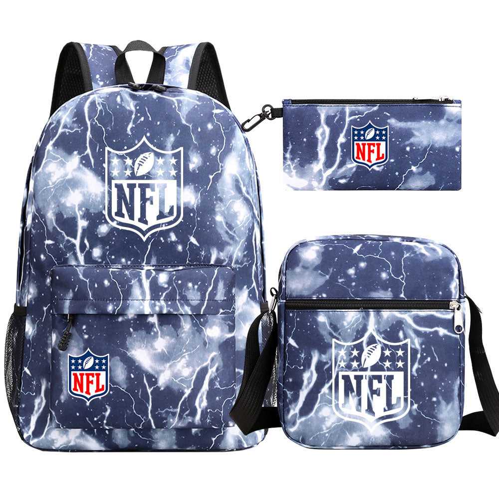 Football Team League Printed Schoolbag Backpack Shoulder Bag Pencil Bag 3pcs set for Kids Students