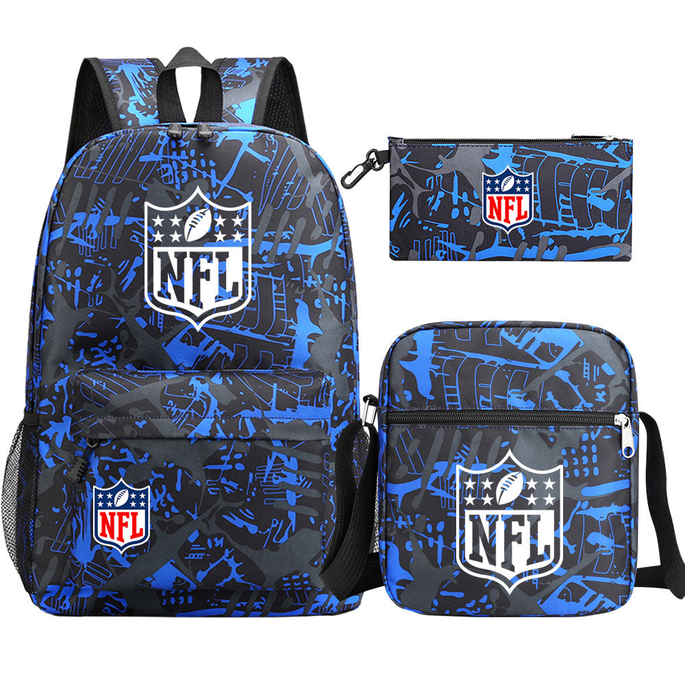 Football Team League Printed Schoolbag Backpack Shoulder Bag Pencil Bag 3pcs set for Kids Students