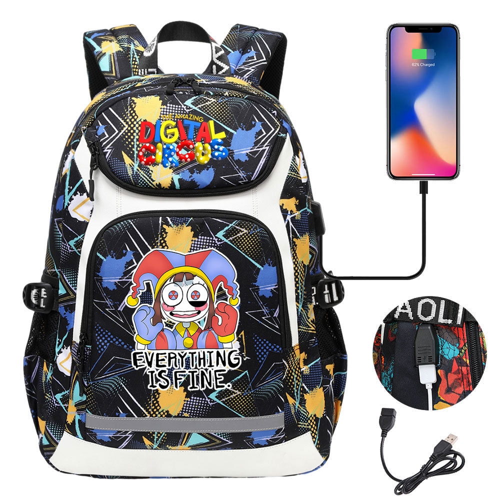 The Amazing Digital Circus USB Charging Backpack School Notebook Travel Bags