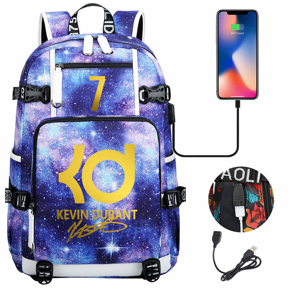 Kobe Black Mamba Curry Bucks USB Charging Backpack School Notebook Travel Bags Basketball Bag