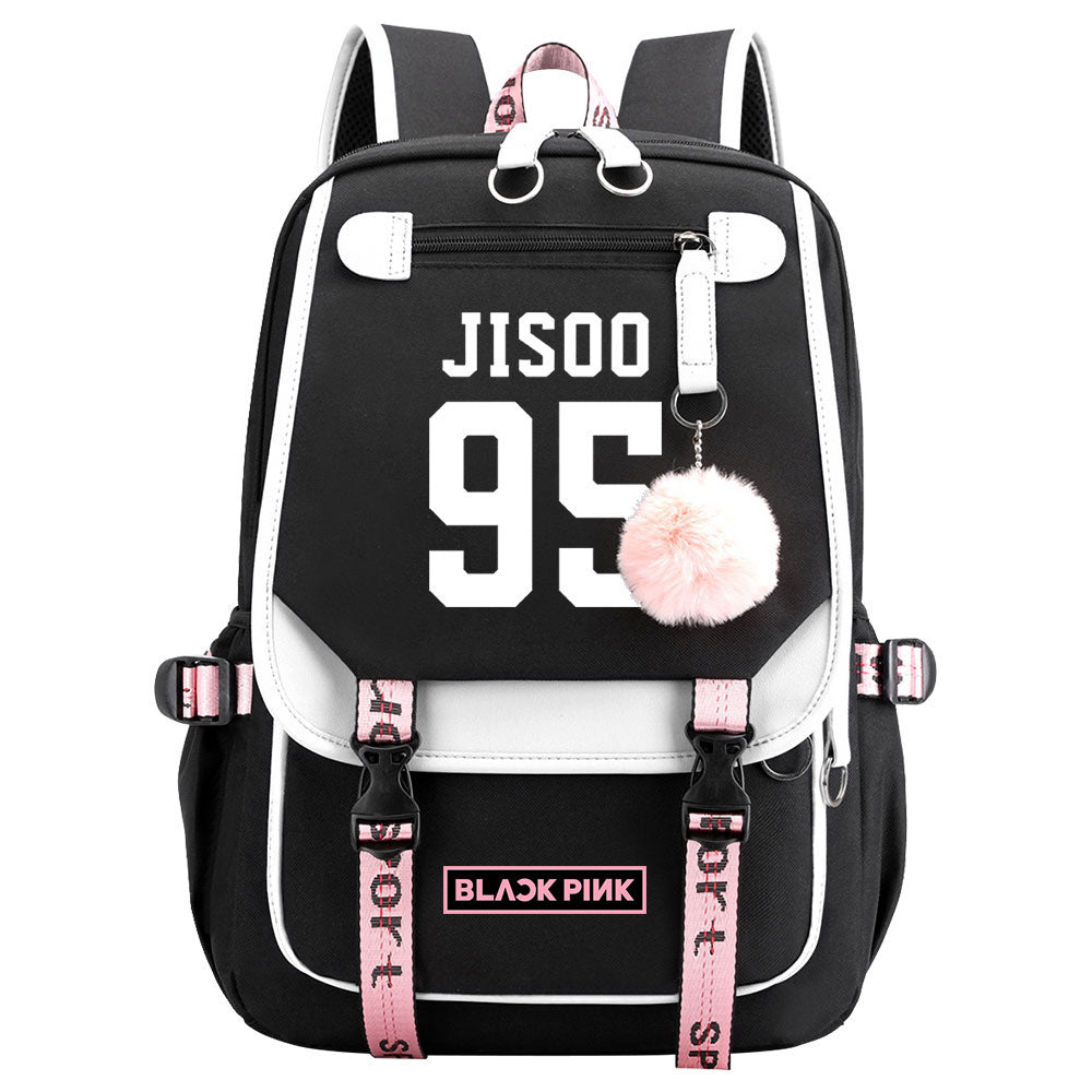Kpop Blackpink JISOO Waterproof Backpack School Notebook Travel Bag USB Charging