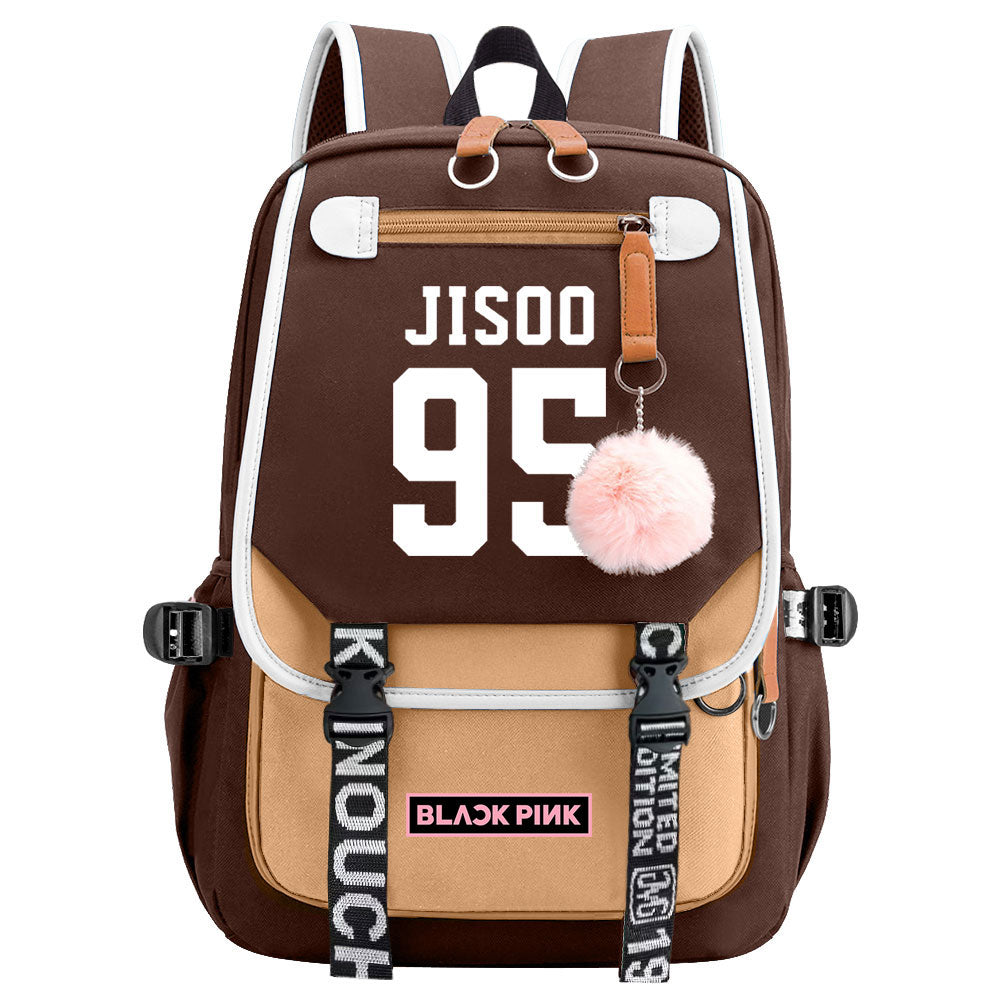 Kpop Blackpink JISOO Waterproof Backpack School Notebook Travel Bag USB Charging