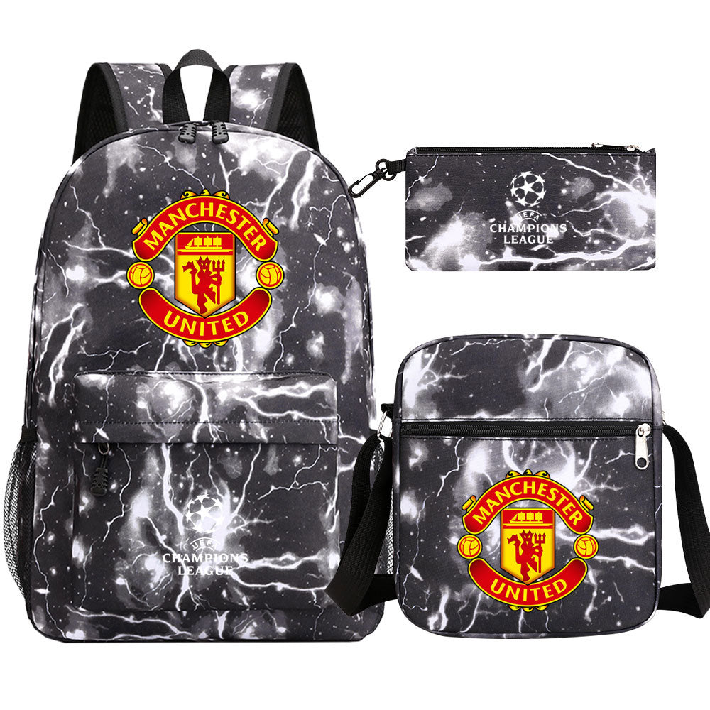 Manchester United Football Club Schoolbag Backpack Shoulder Bag Pencil Bag 3pcs set for Kids Students