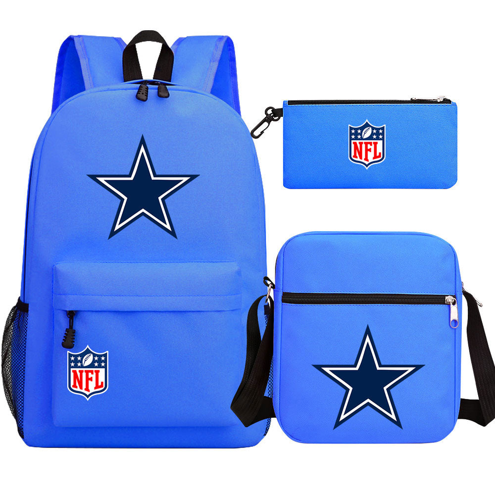 Dallas Cowboys Football Team Printed Schoolbag Backpack Shoulder Bag Pencil Bag 3pcs set for Kids Students