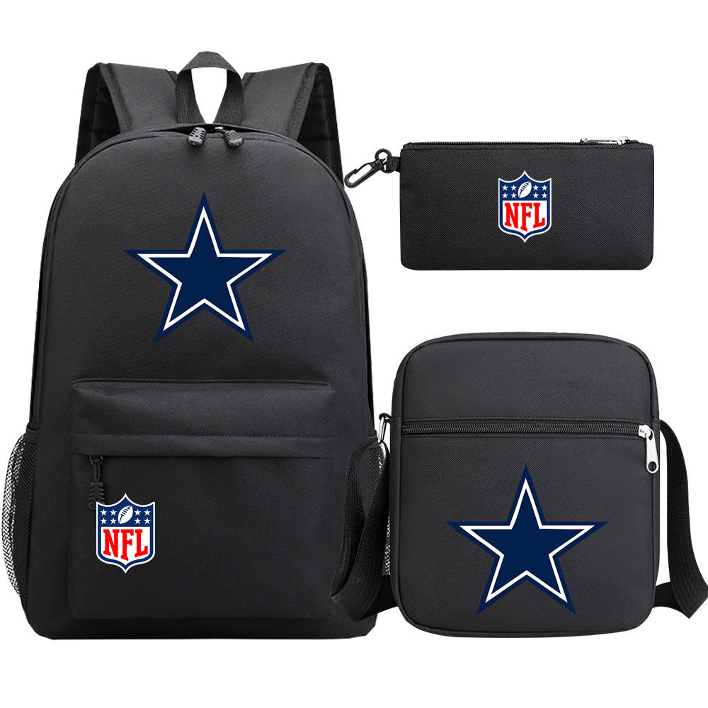 Dallas Cowboys Football Team Printed Schoolbag Backpack Shoulder Bag Pencil Bag 3pcs set for Kids Students