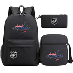 Washington Capitals Hockey League Printed Schoolbag Backpack Shoulder Bag Pencil Bag 3pcs set for Kids Students