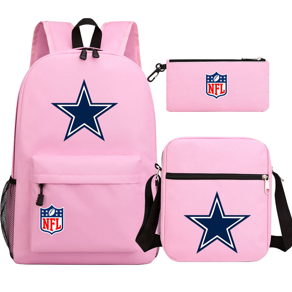 Dallas Cowboys Football Team Printed Schoolbag Backpack Shoulder Bag Pencil Bag 3pcs set for Kids Students