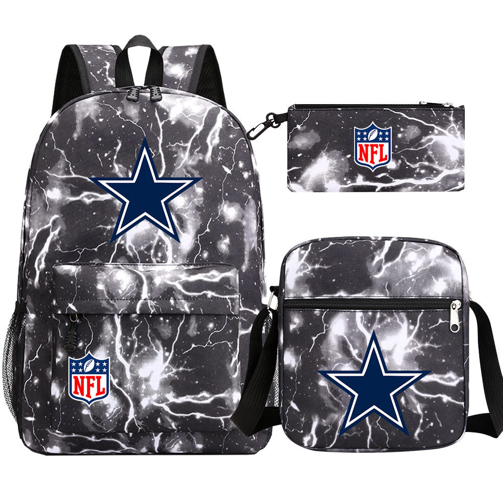 Dallas Cowboys Football Team Printed Schoolbag Backpack Shoulder Bag Pencil Bag 3pcs set for Kids Students