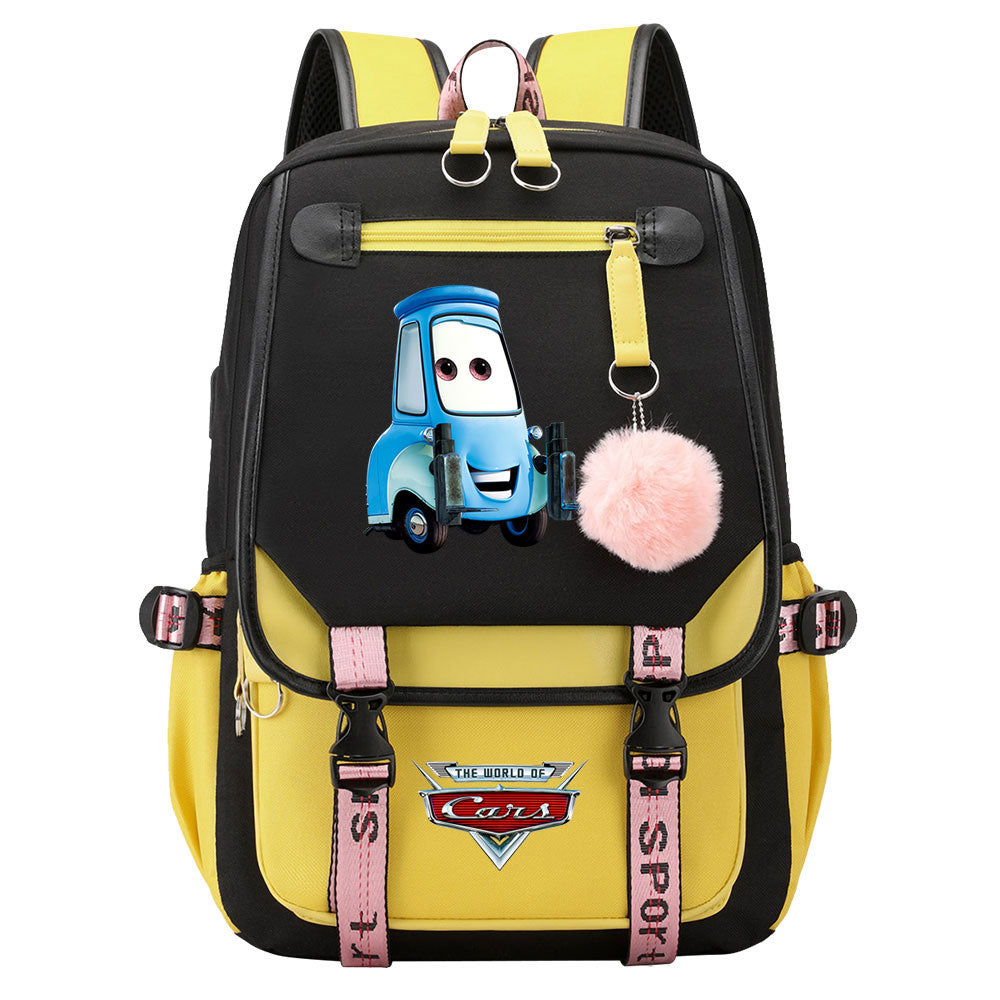 Cars Lightning Waterproof Backpack School Notebook Travel Bags USB Charging